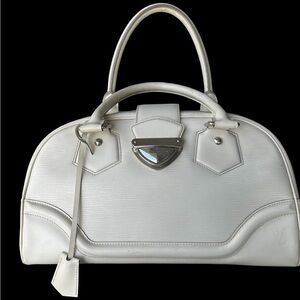 LOUIS VUITTON Epi GM Montaigne Bowling in white silver hardware